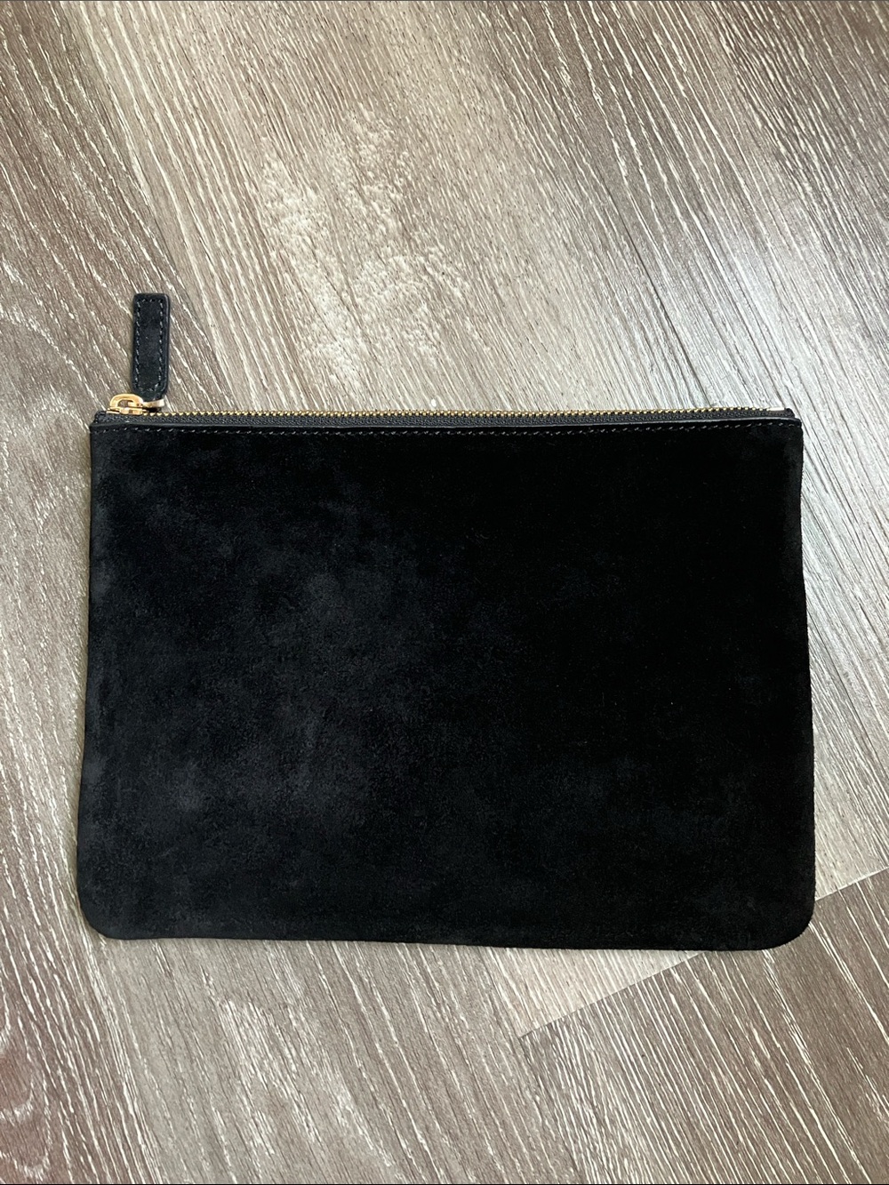 J.Crew Berkeley zipper pouch in leather and suede